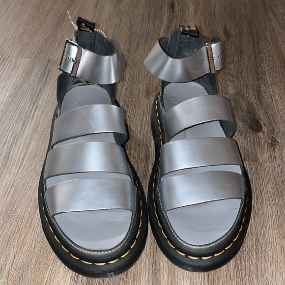 Dr. Martens Shoes - NEW DR MARTENS Clarissa II Metallic Silver Leather Gladiator Sandals Womens 6 US